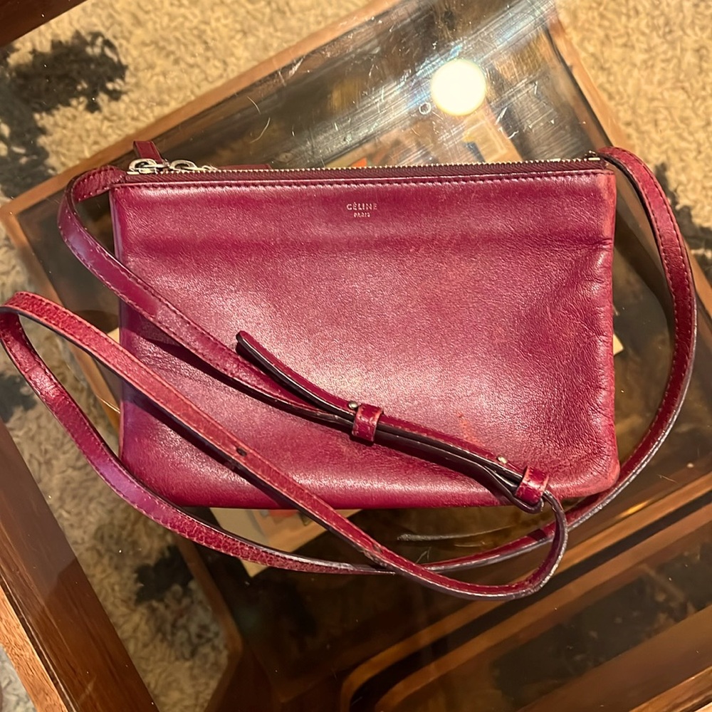 Celine trio burgendy small  loved but used